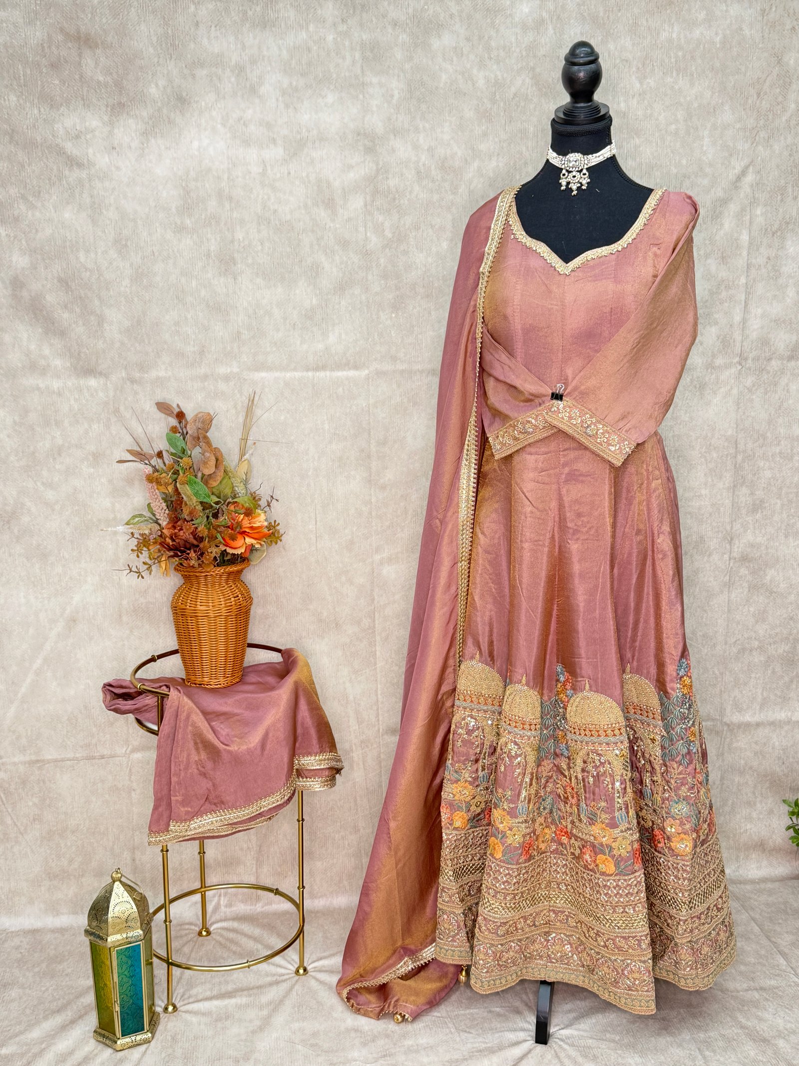 Dusty Rose Anarkali Palazzo Set